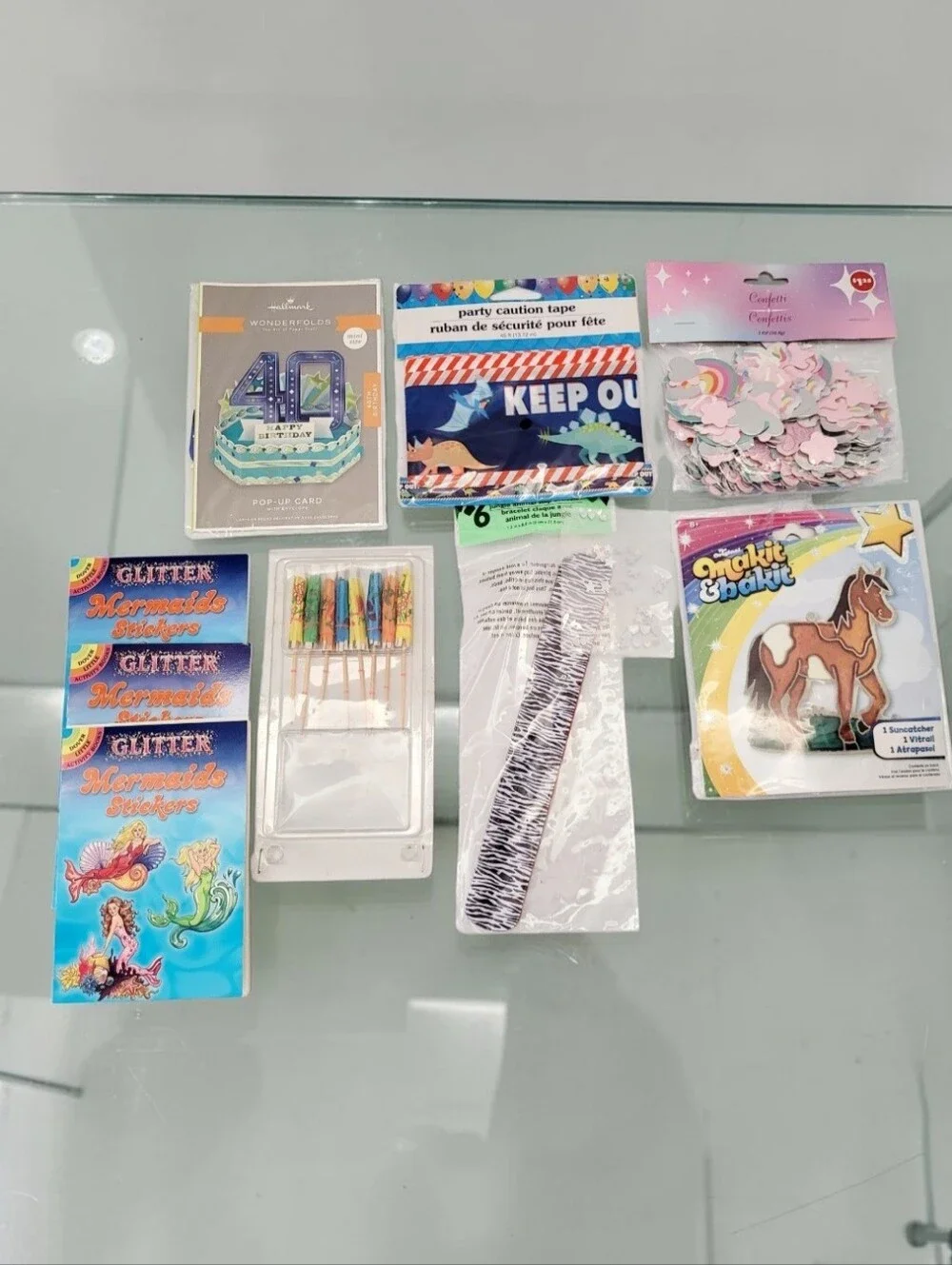 (Lot Of 9)Assorted Party Supplies/Arts & Crafts/Horse Makit Bakit Suncatcher Kit